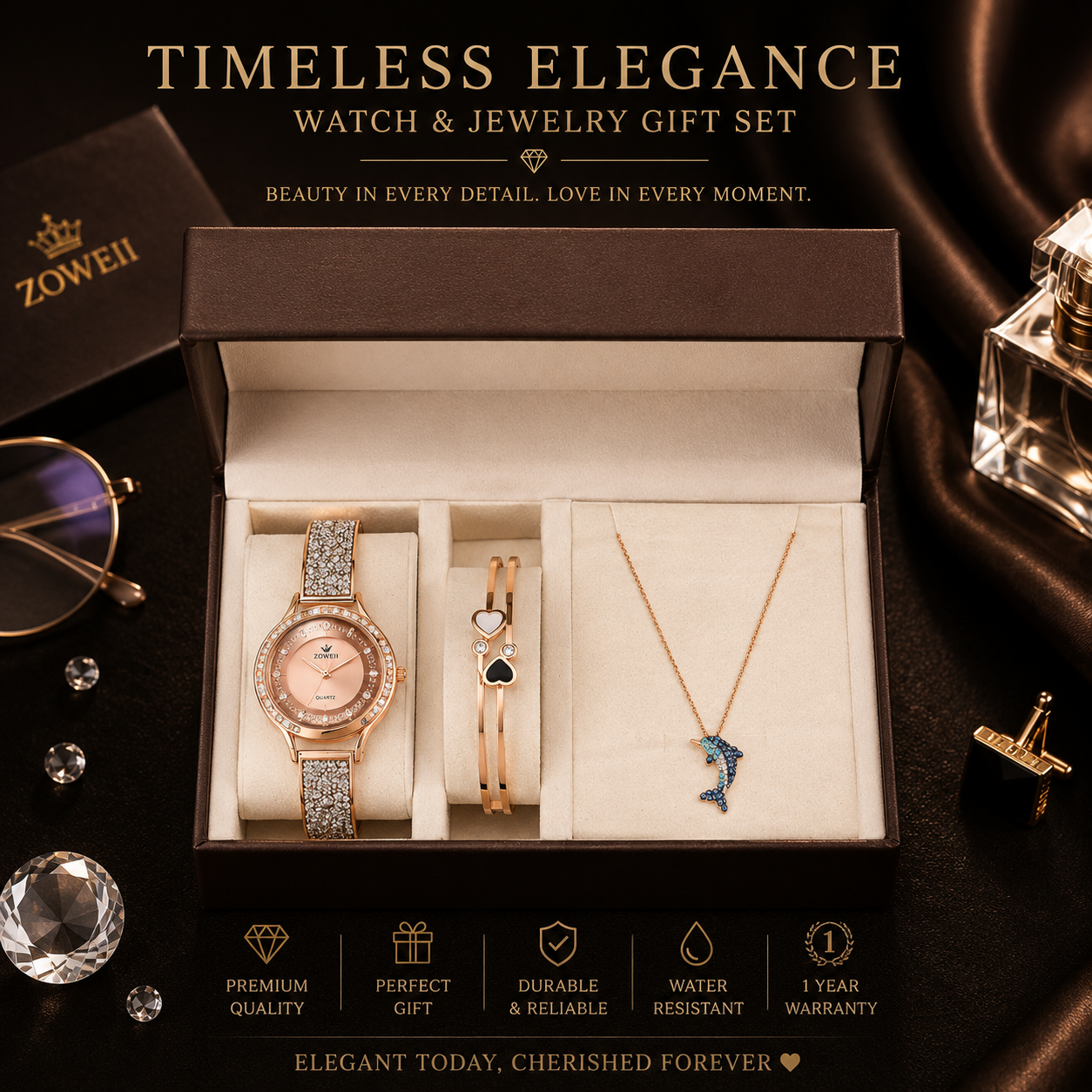 Timeless Elegance Watch & Jewelry Gift Set