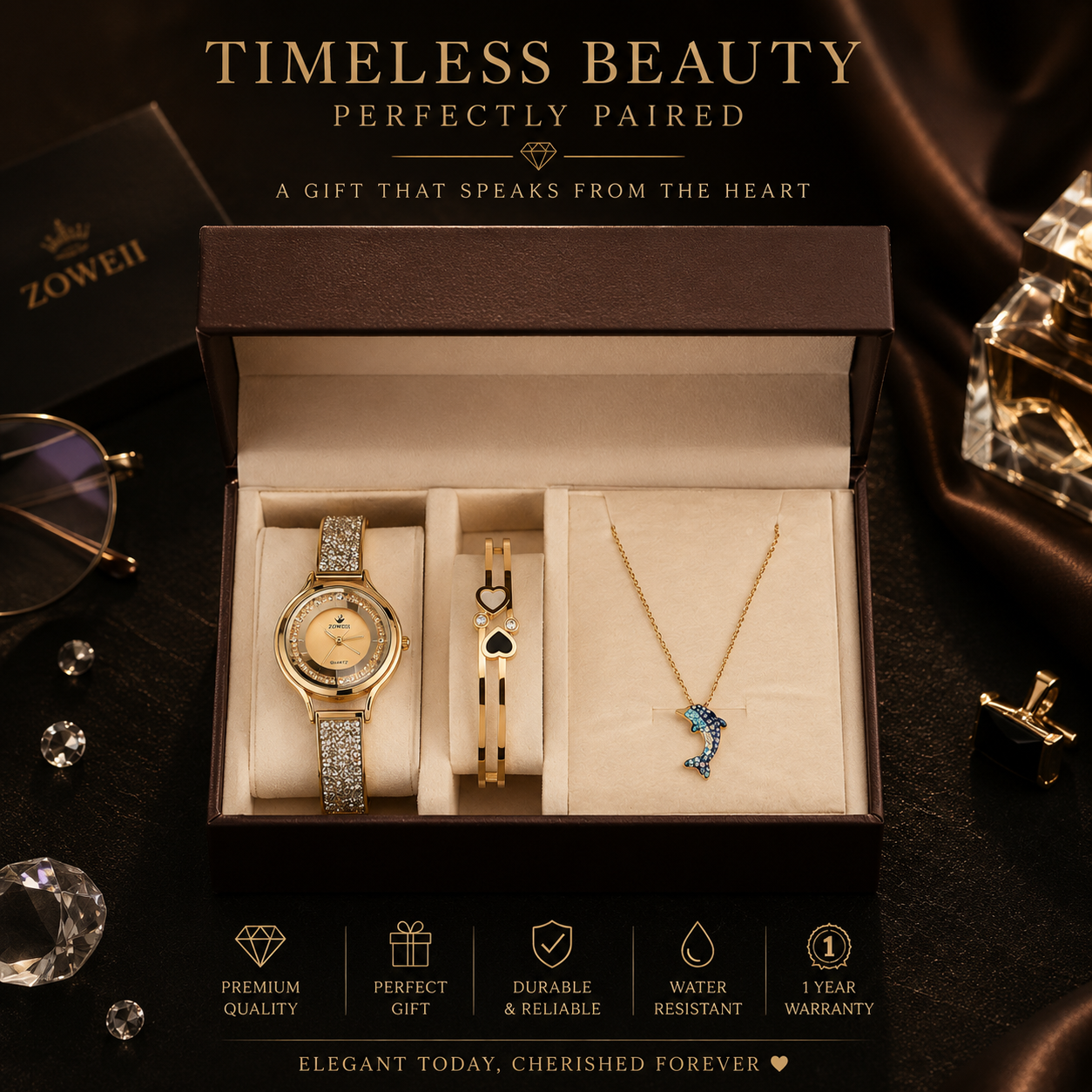 Timeless Elegance Watch & Jewelry Gift Set