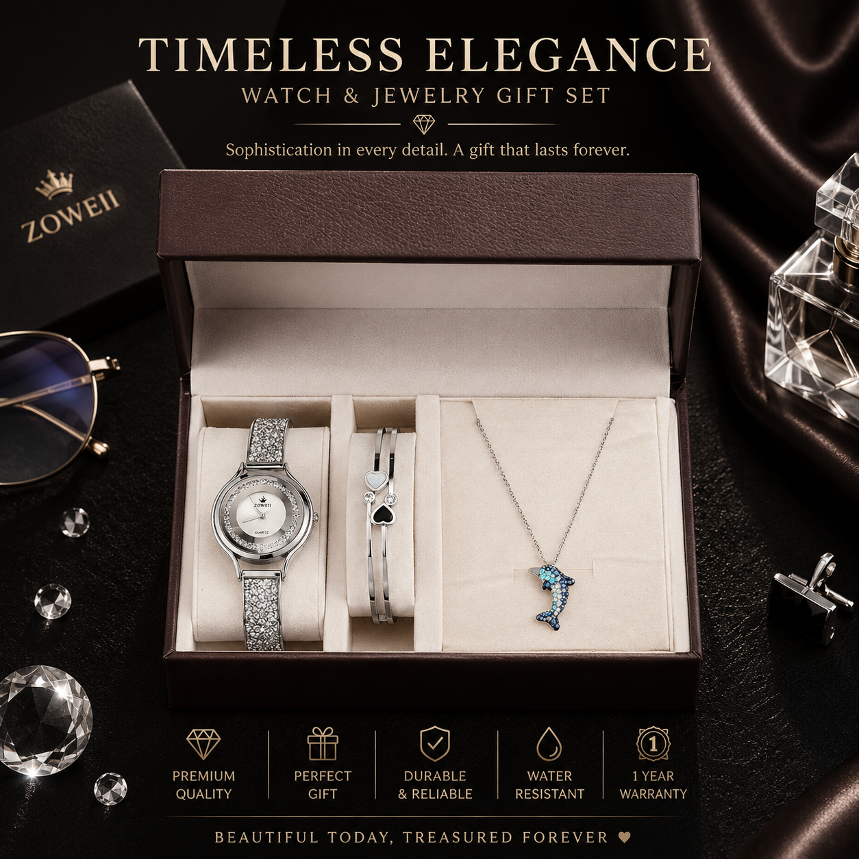 Timeless Elegance Watch & Jewelry Gift Set