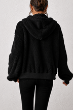 Plush Zip-Up Hooded Jacket