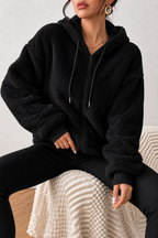 Plush Zip-Up Hooded Jacket